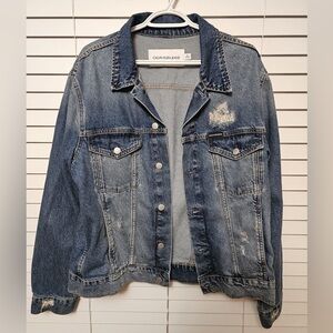 NWOT: CALVIN KLEIN - Men’s Jean Trucker Jacket Blue Denim Cotton, Size L